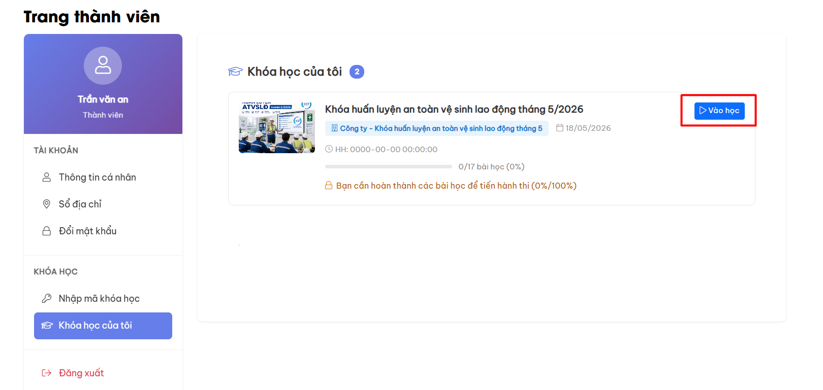 Bắt đầu vào học